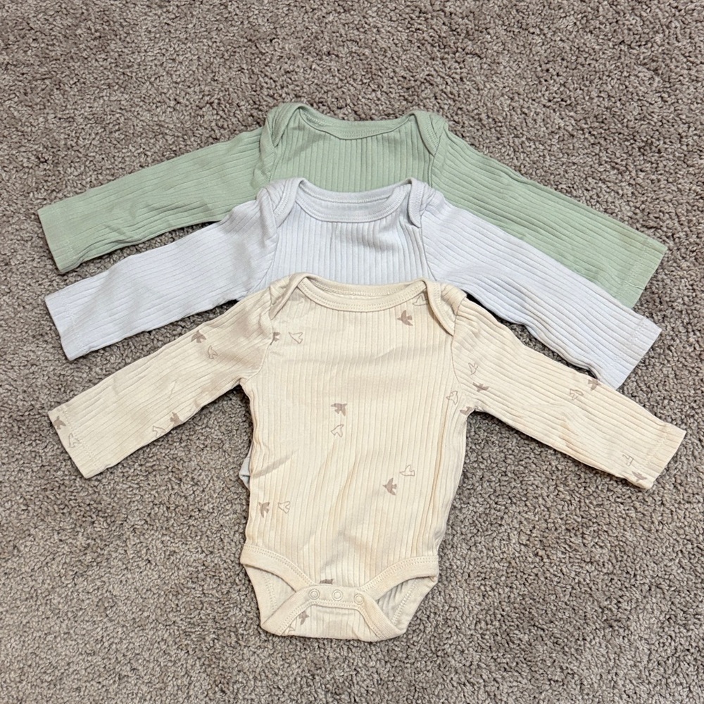 Cloud Island Ribbed Long Sleeve Baby Bodysuit Set Newborn